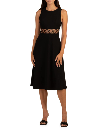 Trina Turk Priyanka Mesh Cut-out Dress In Black