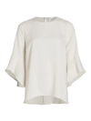 Caroline Rose Julia Bell-sleeve Crepe Tunic In Ivory