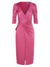 Theia Ina Cocktail Midi Dress In Rosewood