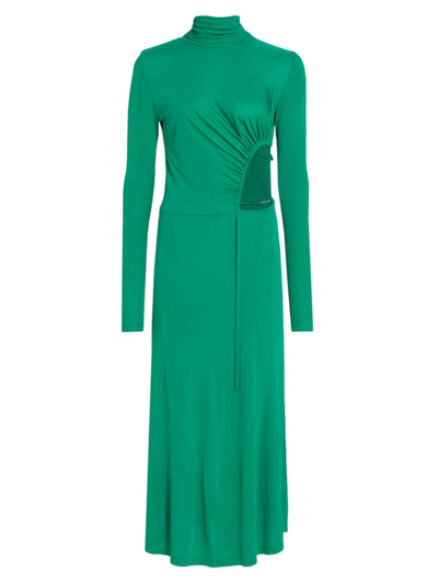 Undra Celeste Side Ruched Keyhole Dress In Emerald City Green