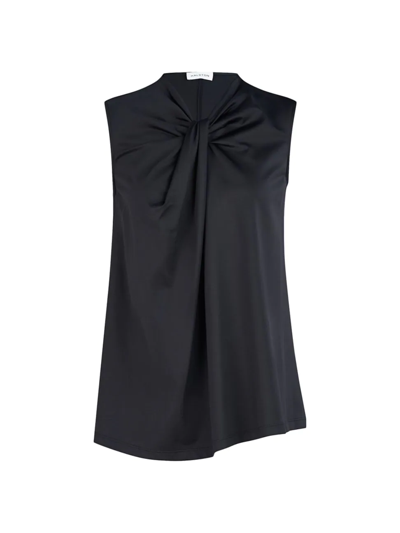 Halston Mckinley Twist-front Jersey Top In Black