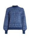 Ganni Rib-knit Logo Sweater In Nautical Blue