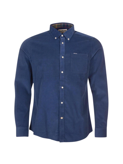 Barbour Ramsey Cotton Micro Corduroy Tailored Fit Button Down Shirt In Dark Denim