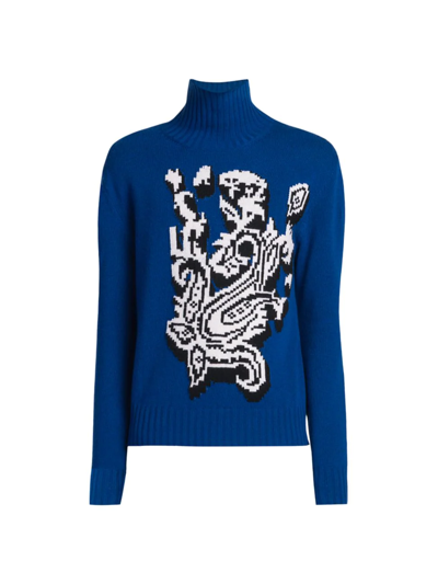 Etro Inlaid Jacquard Turtleneck Sweater In Blue