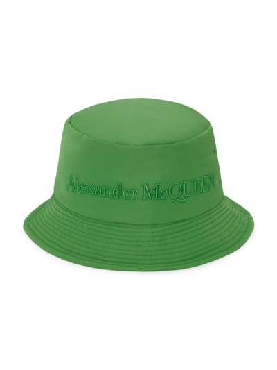 Alexander Mcqueen Logo-embroidered Cotton-blend Faille Bucket Hat In Green