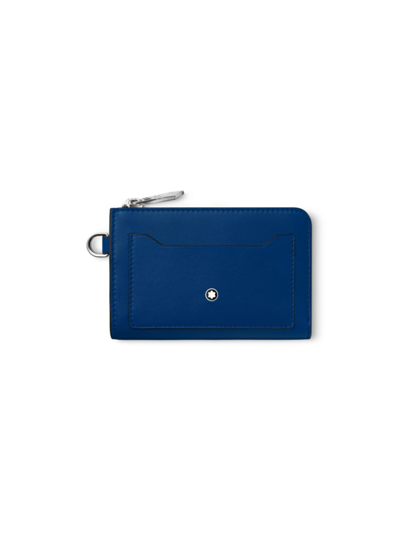 Montblanc Meisterstück Leather Zip Card Case In Blue