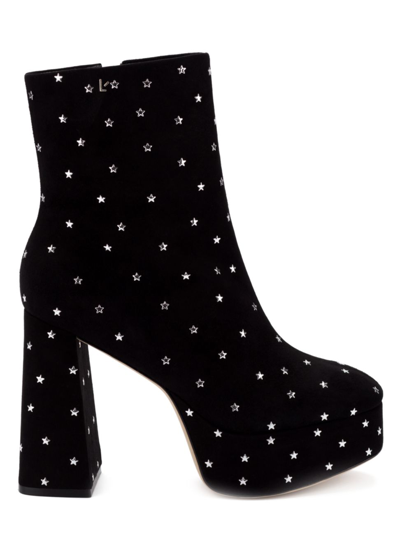 Larroude Dolly Star-embellished Suede Platform Boots In Black