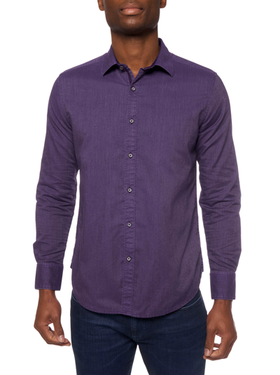 Robert Graham Men's Serpens Garment Dyed Sport Shirt In Purple