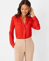 Ann Taylor Petite Camp Shirt In Orange Twist