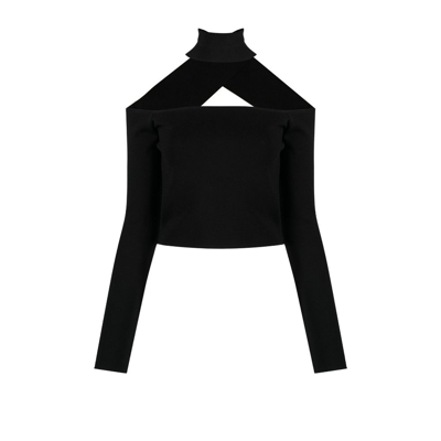 Gauge81 Molins Off-shoulder Cropped Knit Top In Black