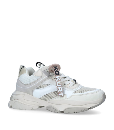 Kg Kurt Geiger Lexi Logo-tag Vegan-leather And Mesh Low-top Trainers In Bone