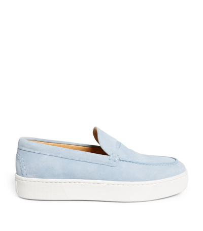 Christian Louboutin Paqueboat Suede Platform Trainer In Blue