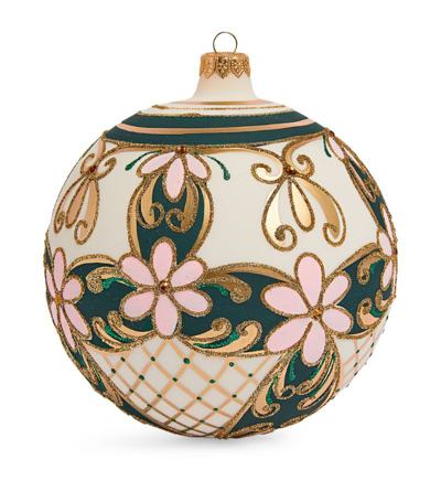 Harrods Large Glass Floral Bauble In Multi