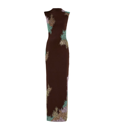 16arlington Andi Strass Embellished Column Gown In Chocolate