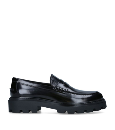 Tod's Leather Pisante Loafers In Black
