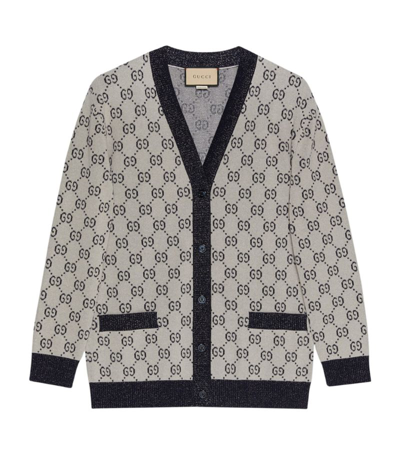 Gucci Gg Cotton Jacquard Cardigan In White