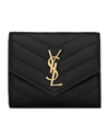 SAINT LAURENT LEATHER QUILTED TRIFOLD WALLET