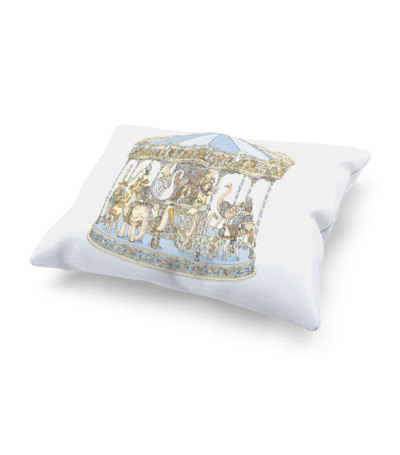 Atelier Choux Cotton-satin Carousel Pillow In Blue