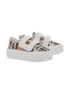 BURBERRY BURBERRY WHITE AND BEIGE COTTON SNEAKERS