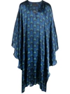 Ozwald Boateng Geometric-print Silk Cape Shirt In Blue