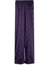 Ozwald Boateng Elastic Waist Printed Silk Trousers In Purple