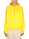 Sunnei Relaxed-fit Drawstring Hood Sweatshirt In Yellow