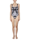 Versace One Piece Swimsuit With Double Face Print In Black