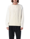 NEIL BARRETT CABLE-KNIT HYBRID RAGLAN CREWNECK