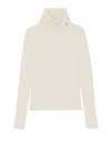 Saint Laurent Ribbed Turtleneck Pullover In Cream Wool And Cashmere In Naturel