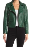 Walter Baker Liz Leather Crop Moto Jacket In Army