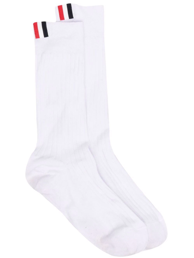 Thom Browne Rwb Stripe Socks In White