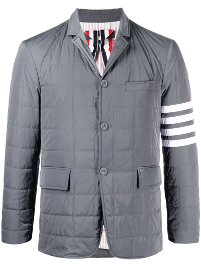 Thom Browne Padded Quilted 4-bar Blazer In Grey