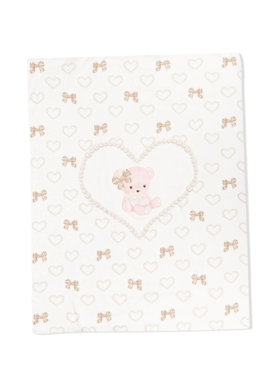 Monnalisa Teddy-bear Print Detail Blanket In White