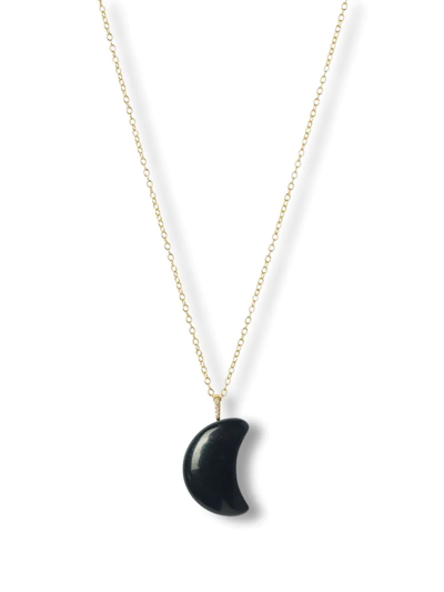 The Alkemistry 18kt Yellow Gold Iqra Moon Diamond And Black Obsidian Crystal Necklace