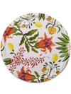 La Doublej Floral-print Wood Tray In White