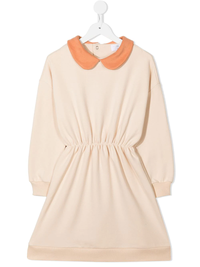 Eshvi Kids' Peter-pan Collar Flared Dress In Neutrals