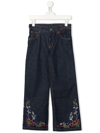 CHLOÉ FLORAL-EMBROIDERED JEANS