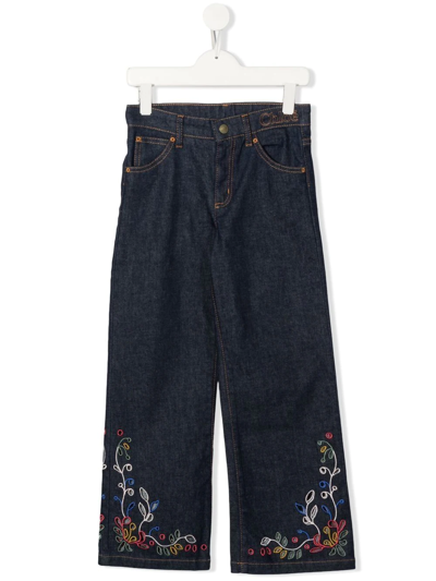 Chloé Kids' Organic Cotton & Recycled Denim Jeans In Navy