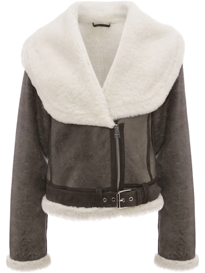 Jw Anderson Shawl Collar Aviator Jacket In White