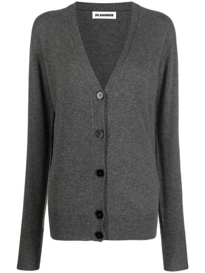 Jil Sander Button-down Cashmere Cardigan In Grey