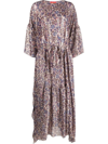 La Doublej Cascata Metallic Floral Silk Maxi Kaftan In Neutrals