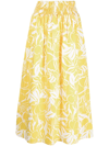 Faithfull The Brand + Net Sustain Kiera Shirred Floral-print Cotton-poplin Midi Skirt In Yellow