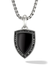 DAVID YURMAN STERLING SILVER SHIELD ONYX AND DIAMOND AMULET