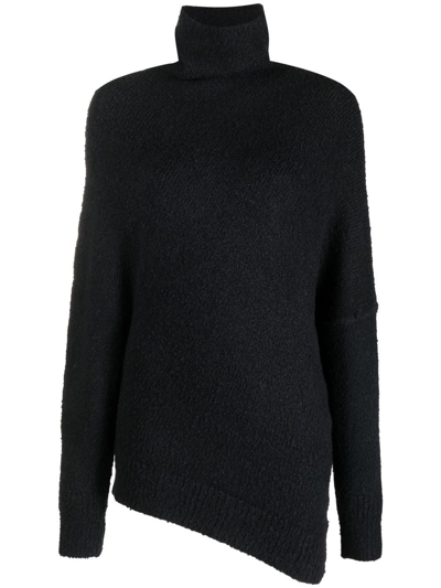 Proenza Schouler Fuzzy Boucle Asymmetric Sweater In Black