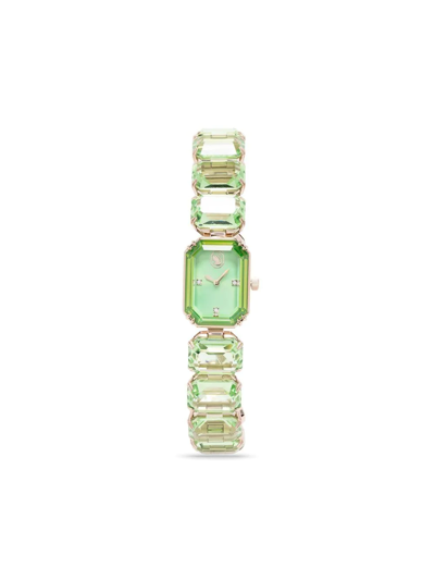 Swarovski Octagon Cut Bracelet Watch In Green