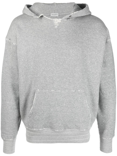 Saint Laurent Ysl Universite Distressed Grey Hoodie In Gris Chinegris