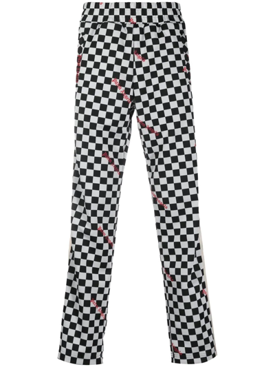 Palm Angels Jacquard Damier Classic Track Trousers In Grey