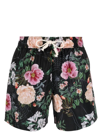 Palm Angels Spring Floral-print Swim Shorts In Black