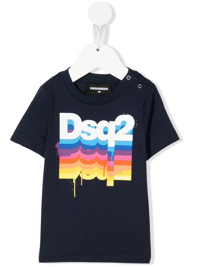 Dsquared2 Babies' Logo-print Cotton T-shirt In Blu