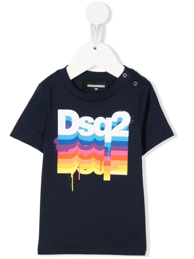 Dsquared2 Babies' Logo印花棉t恤 In Blu